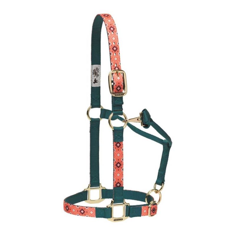 Weaver® Patterned - Nylon Halter with Throat Snap for Horses - Adjustable  Chin